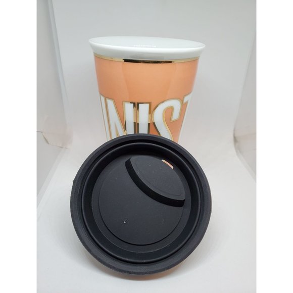 Feminist You Go Girl Commuter Pink Porcelain Mug 8 Oz w/ Black Silicone Lid NIB - Picture 5 of 9